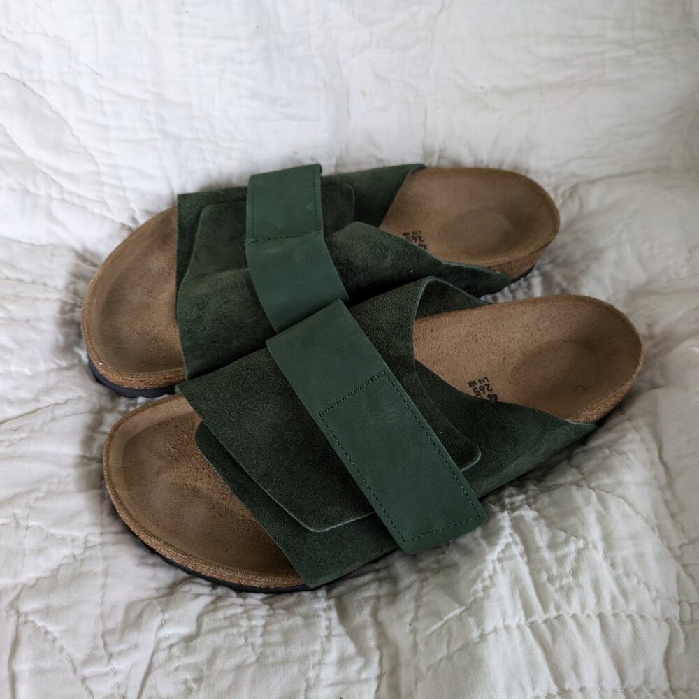 Birkenstock Kyoto 41 Mountain View Green suede nubuck leather regular wide